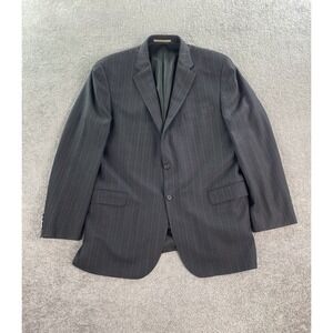 Burberry London Suit Jacket Mens 46 L Gray Wool Pinstriped Designer Luxury USA *
